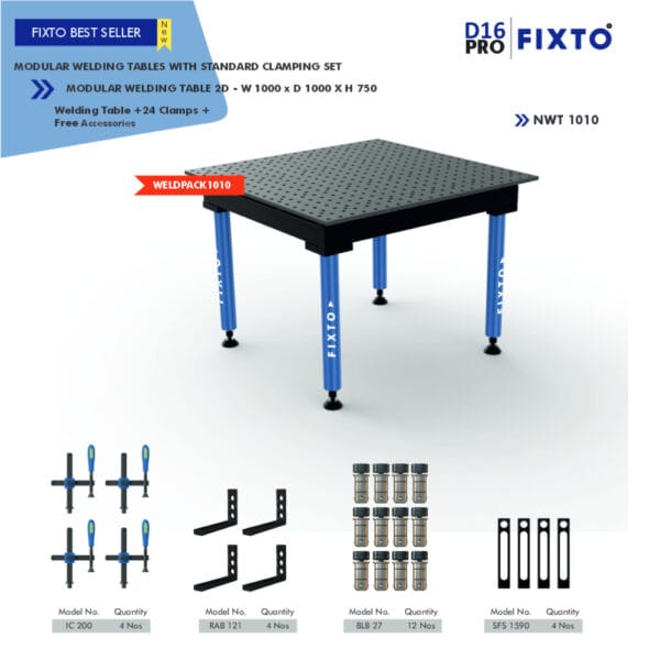 Modular Welding Tables with Standard Clamping Set - WELDPACK1010